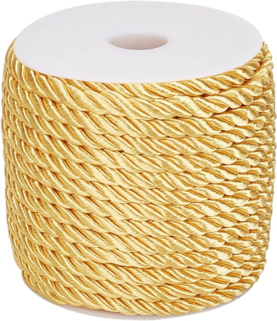59 Feet 5mm Gold Twine Cord Rope 3 Braided Cord Thread Decorative Twisted Satin Polyester String Thread for Home Decor Upholstery Curtain Tieback Graduation Honor Cord